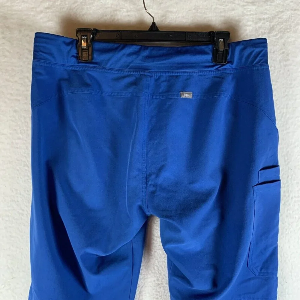 Figs Scrub Pants Men's Large Blue Polyester Stretch Mid-Rise Straight Leg 9682‎